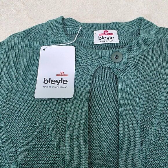 Bleyle Sleeveless Cardigan Sweater Vest Button Neck Geometric Print Green Size M - Picture 3 of 8